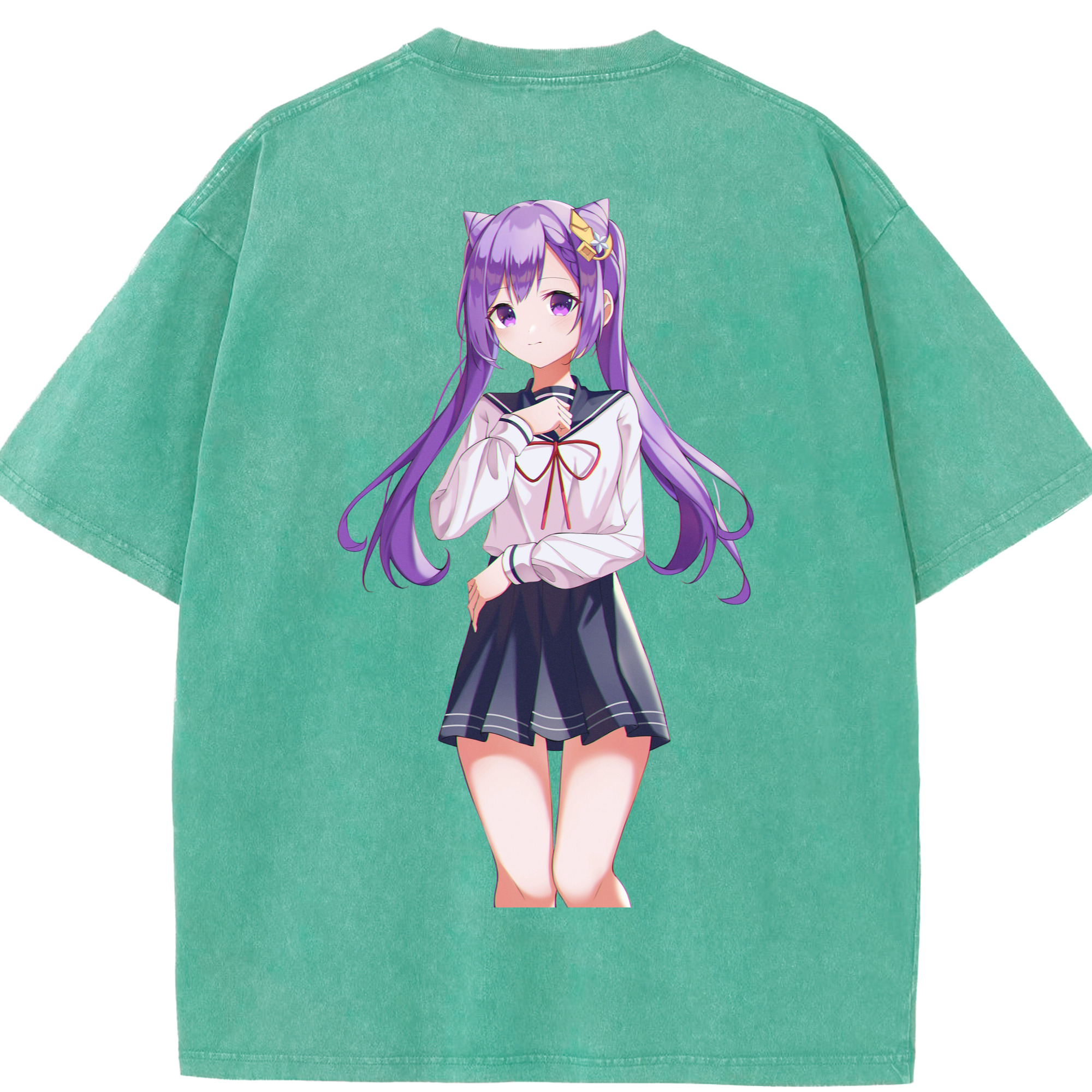 げんし神 刻晴 こくせい genshin Kokusei 綿100% ヴィンテージ風 半袖Tシャツ（背面プリント）